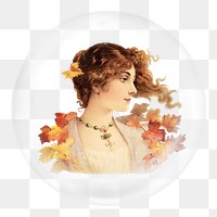 Vintage woman png sticker bubble design transparent background. Remixed by rawpixel.