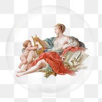 Png François Boucher's Allegory of Music sticker, bubble design transparent background. Remixed by rawpixel.