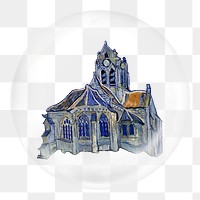 Van Gogh's church png sticker bubble design transparent background. Remixed by rawpixel.