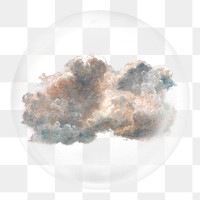 Vintage cloud png sticker,  bubble design transparent background. Remixed by rawpixel.