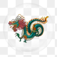 Chinese dragon png sticker,  bubble design transparent background. Remixed by rawpixel.