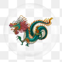 Chinese dragon png sticker, bubble design transparent background. Remixed .