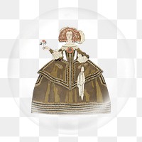 Victorian lady png sticker, bubble design transparent background. Remixed by rawpixel.