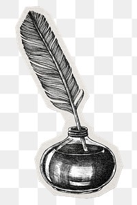 Ink and quill png sticker, transparent background, remixed by rawpixel