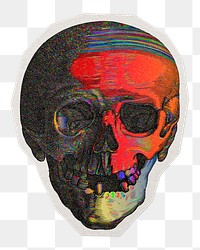 Colorful skull png sticker, paper cut on transparent background