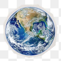 Planet Earth png sticker, paper cut on transparent background