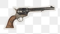 Vintage hand gun png sticker, transparent background, remixed by rawpixel