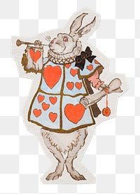 White Rabbit png sticker, Alice In Wonderland character illustration on transparent background, remixed by rawpixel.