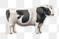 Aesthetic cow png farm sticker, paper cut on transparent background