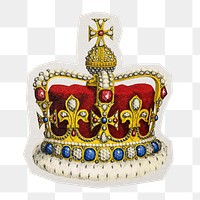 Royal Crown png sticker, transparent background, remixed by rawpixel.