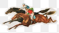 Vintage horse riders png sticker, transparent background, remixed by rawpixel.