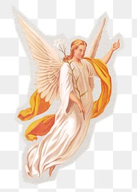 The Annunciation's angel png sticker, transparent background, remixed by rawpixel.