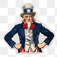 Uncle Sam png sticker, transparent background, remixed by rawpixel.