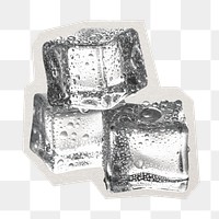 Ice cubes png sticker, paper cut on transparent background