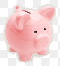 Piggy bank png sticker, paper cut on transparent background