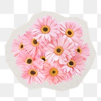 PNG pink gerbera daisy sticker, paper cut on transparent background