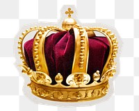 Royal crown png sticker, paper cut on transparent background