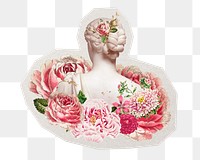 Floral lady sculpture png sticker, paper cut on transparent background