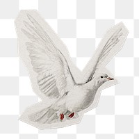 Flying dove png sticker, paper cut on transparent background