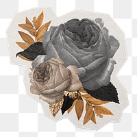 Aesthetic roses png sticker, paper cut on transparent background