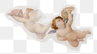 Flying cherubs png sticker, paper cut on transparent background