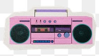 Cassette player png sticker, paper cut on transparent background