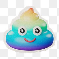 Rainbow poop png sticker, paper cut on transparent background