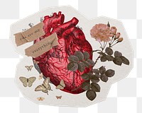 Aesthetic heart png sticker, paper cut on transparent background