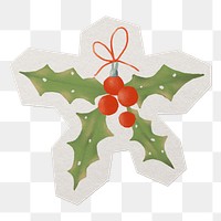 Holly berry png sticker, paper cut on transparent background