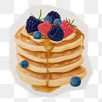 Berries pancakes png dessert sticker, paper cut on transparent background