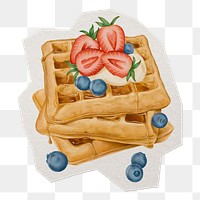 Sweet waffles png dessert sticker, paper cut on transparent background