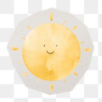 Smiley sun png sticker, paper cut on transparent background