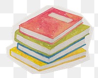 Stacking books png sticker, paper cut on transparent background