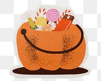 Pumpkin bucket png halloween sticker, paper cut on transparent background