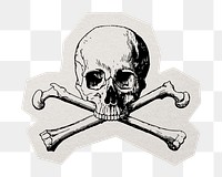 Bones & skull png sticker, paper cut on transparent background