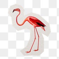 Flamingo png sticker, paper cut on transparent background