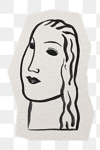 Woman doodle png sticker, paper cut on transparent background