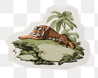 Tiger jungle png sticker, paper cut on transparent background