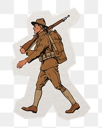 Marching scout png sticker, paper cut on transparent background