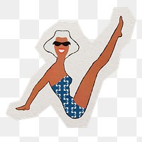 Summer lady png sticker, paper cut on transparent background