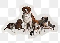 Dog family png pet sticker, paper cut on transparent background