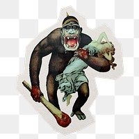 Angry gorilla  png sticker, paper cut on transparent background