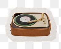 Record player  png sticker, paper cut on transparent background