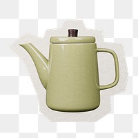 Ceramic teapot png sticker, paper cut on transparent background