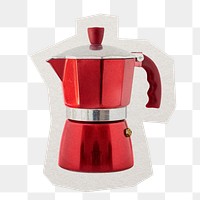 Moka pot png sticker, paper cut on transparent background