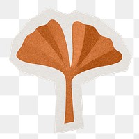 Ginko leaf png sticker, paper cut on transparent background