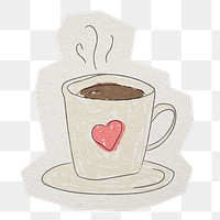 Coffee cup png drink sticker, paper cut on transparent background
