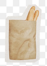 Grocery bag png bakery sticker, paper cut on transparent background