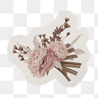 Aesthetic roses png sticker, paper cut on transparent background