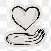 Charity hand png sticker, paper cut on transparent background